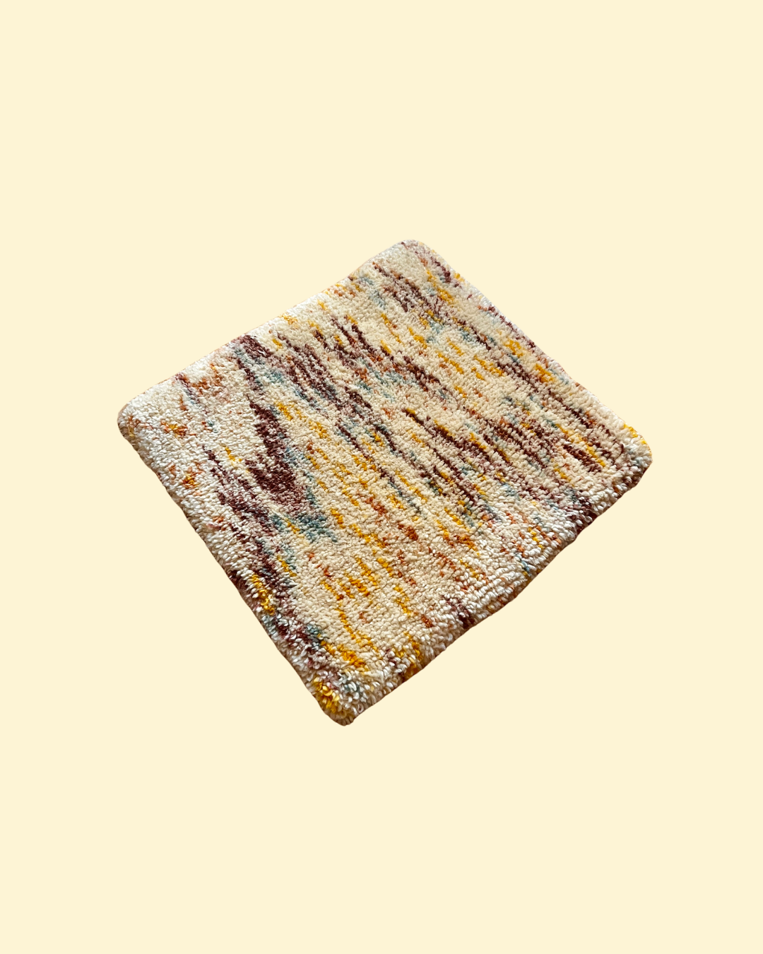 Hand-tufted Shag Floor Cushion - Japanese Wool Blend in Cream Confetti