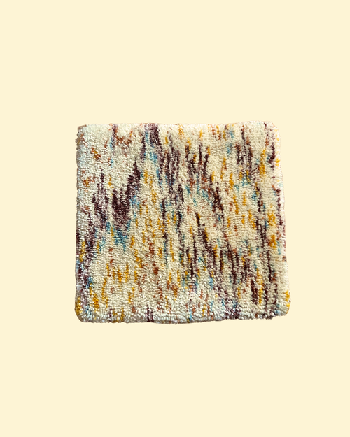 Hand-tufted Shag Floor Cushion - Japanese Wool Blend in Cream Confetti