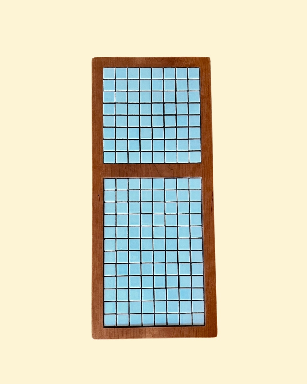 Cherry Tea Table with Celadon Blue Mosaic Tile Inlay