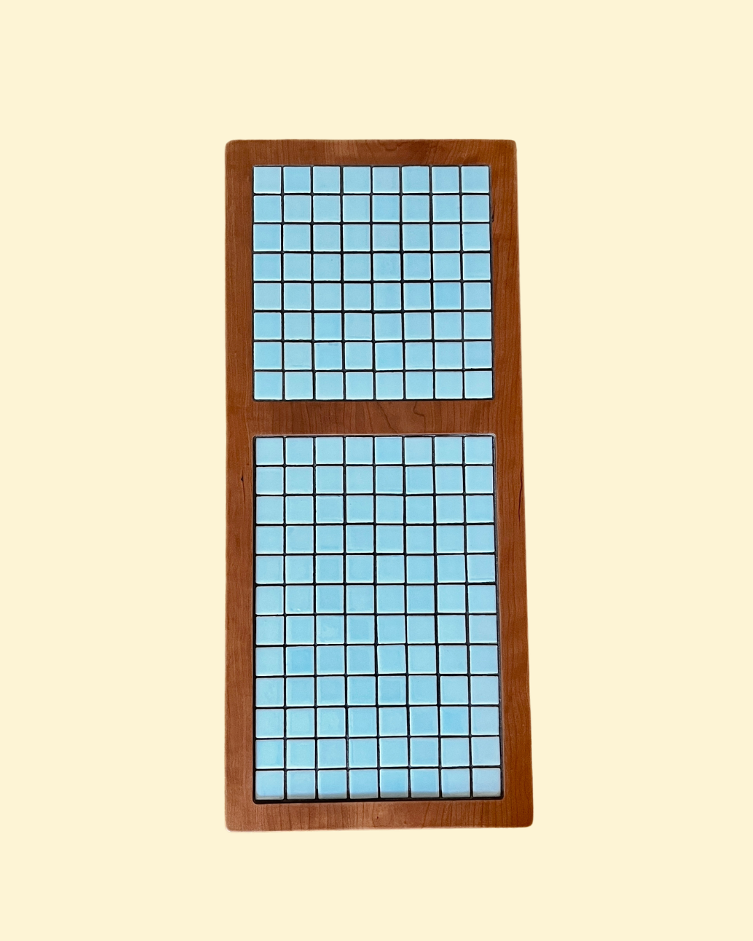 Cherry Tea Table with Celadon Blue Mosaic Tile Inlay