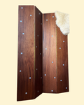 Mahogany Room Screen Divider with Celadon Blue Glass Mosaic Tile Inlay