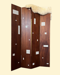 Mahogany Room Screen Divider with Milk Glass Mosaic Tile Inlay